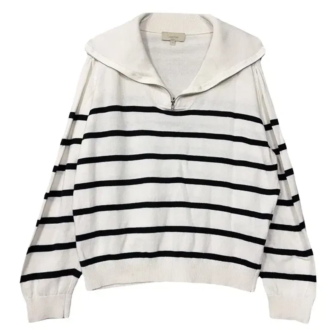 클럽모나코 스트라이프 화이트 빅카라 니트 95 상품이미지1