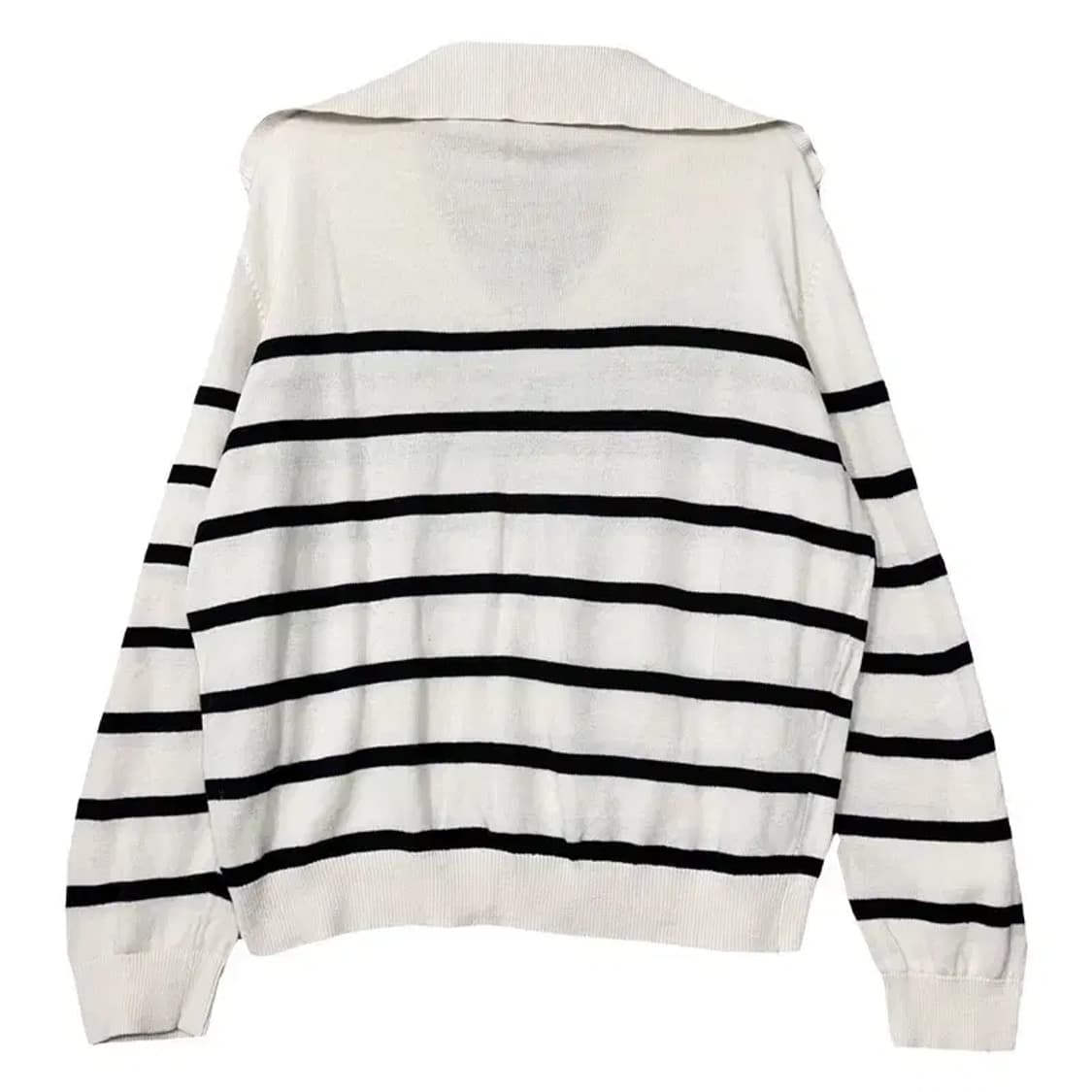 클럽모나코 스트라이프 화이트 빅카라 니트 95 상품이미지2