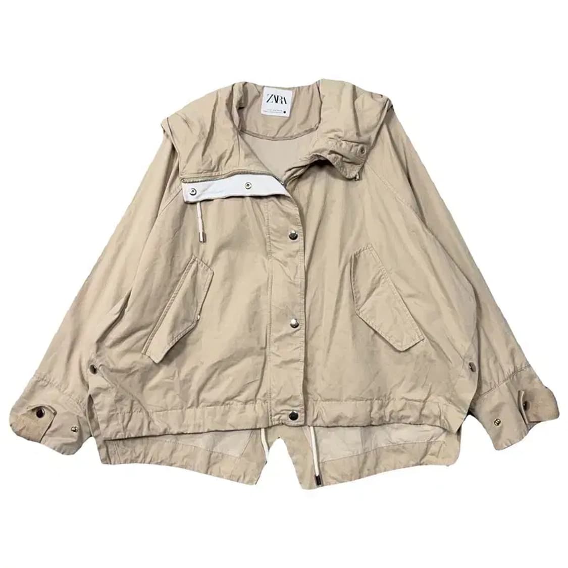 자라 베이지 나일론 크롭 오버핏 자켓 S 상품이미지1