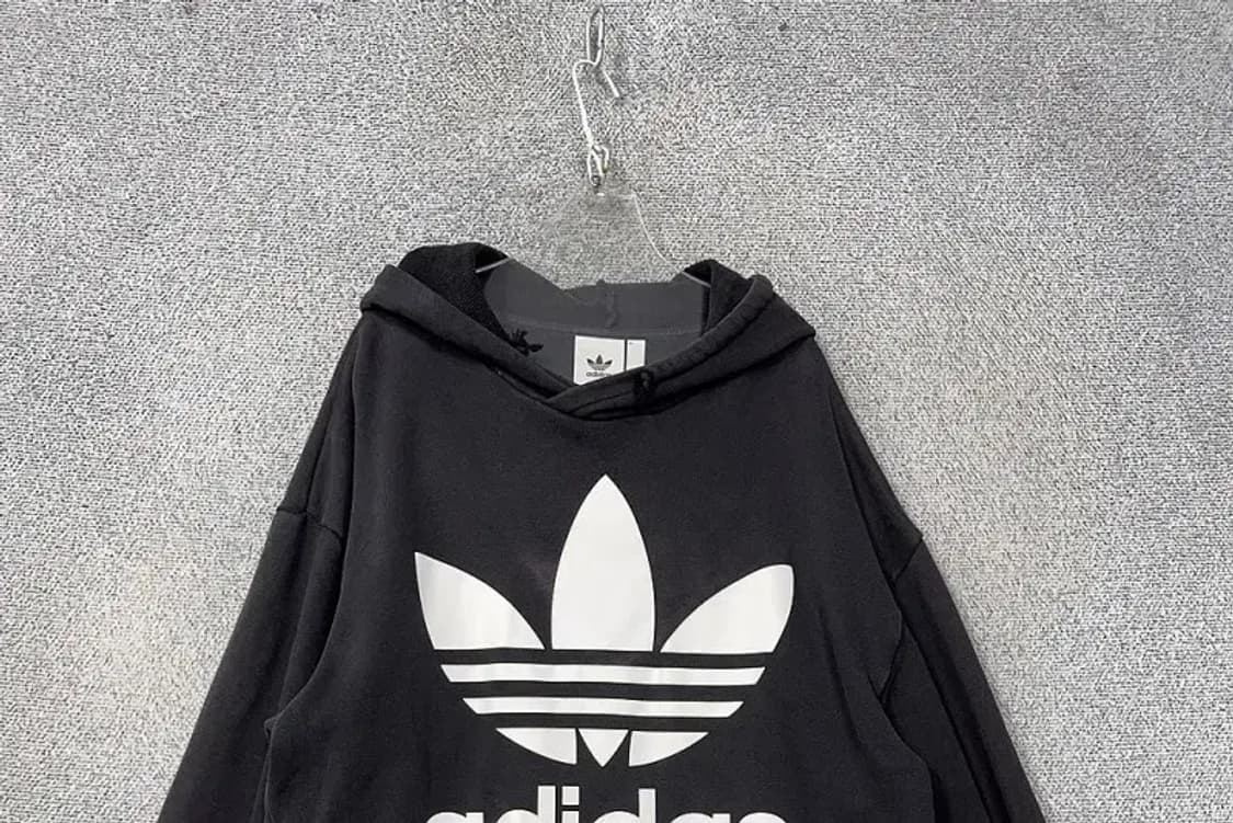 아디다스 빅로고 프린팅 블랙 후드티 XL 상품이미지3