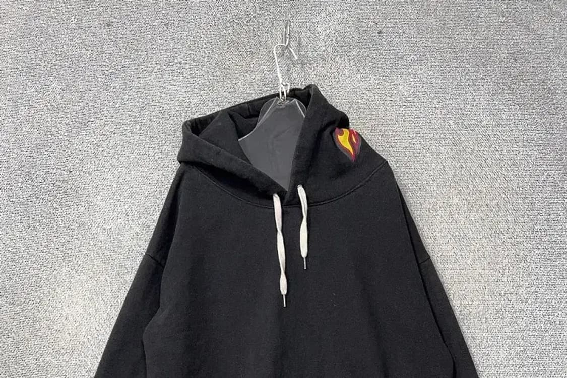 빈티지 오버 사이즈 후드 불꽃 프린팅 블랙 후드티 XXL 상품이미지3