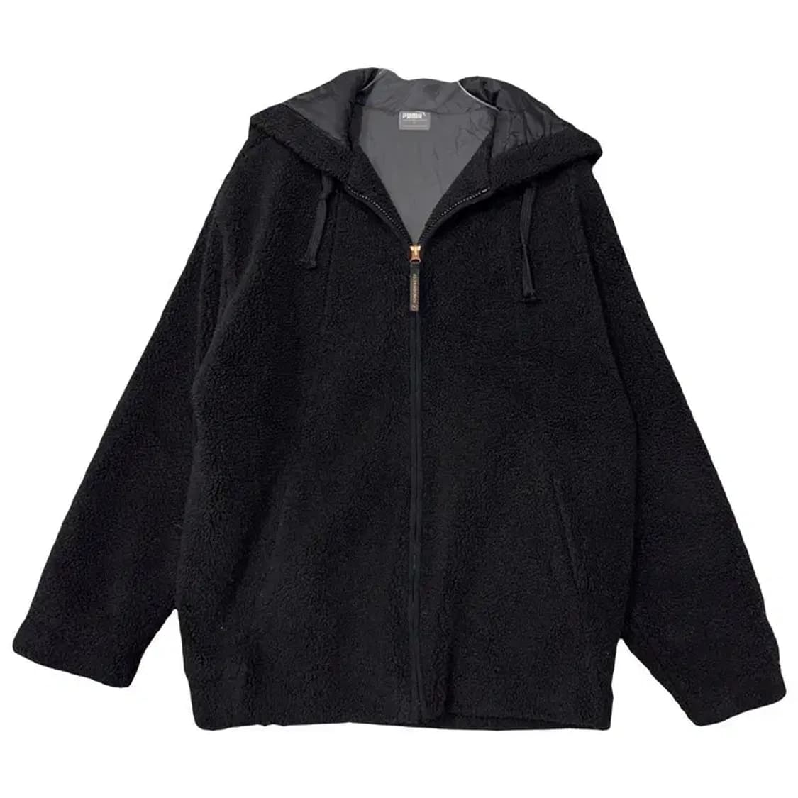 푸마 블랙 뽀글이 후리스 후드 집업 S 상품이미지1