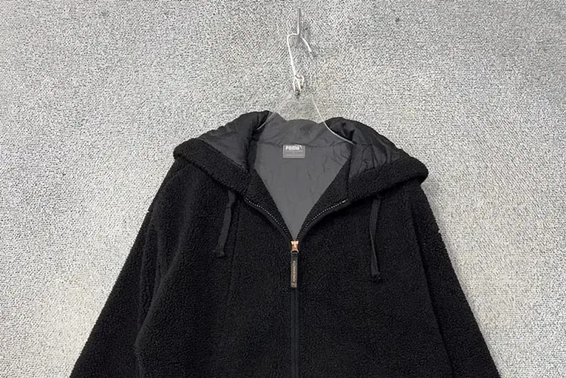 푸마 블랙 뽀글이 후리스 후드 집업 S 상품이미지3