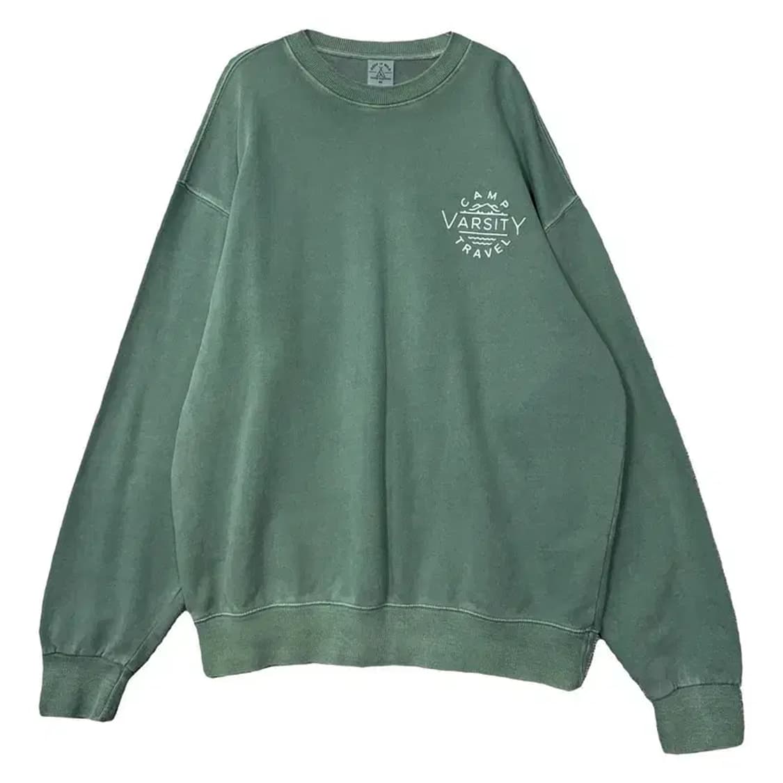 트래블 그린 빈티지 피그먼트 맨투맨 XL 상품이미지1