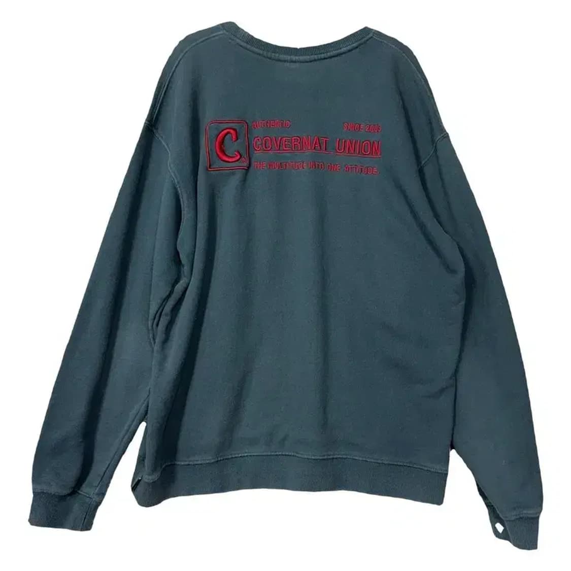 커버낫 청록 자수 로고 빈티지 맨투맨 L 상품이미지2