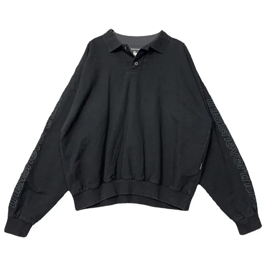 디스이즈네버댓 블랙 프린팅 오버핏 카라 맨투맨 S 상품이미지1