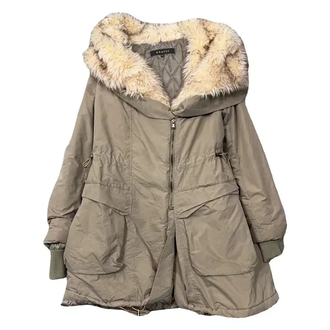 에고이스트 베이지 후드 퍼 야상 코트 점퍼 KH-55(M) 상품이미지1