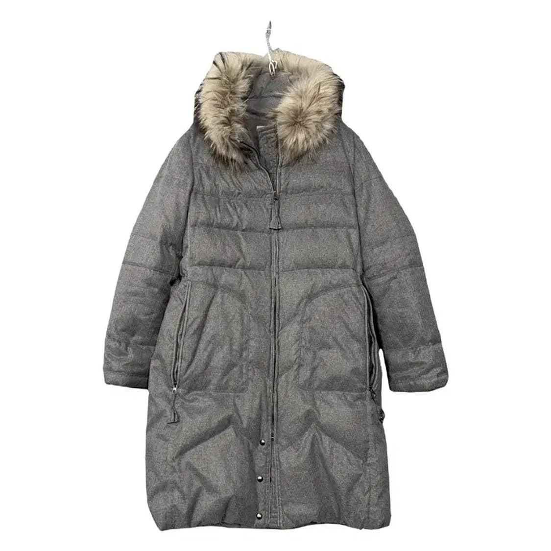 시스템 한섬 그레이 다운 후드 퍼 롱패딩 X 상품이미지1