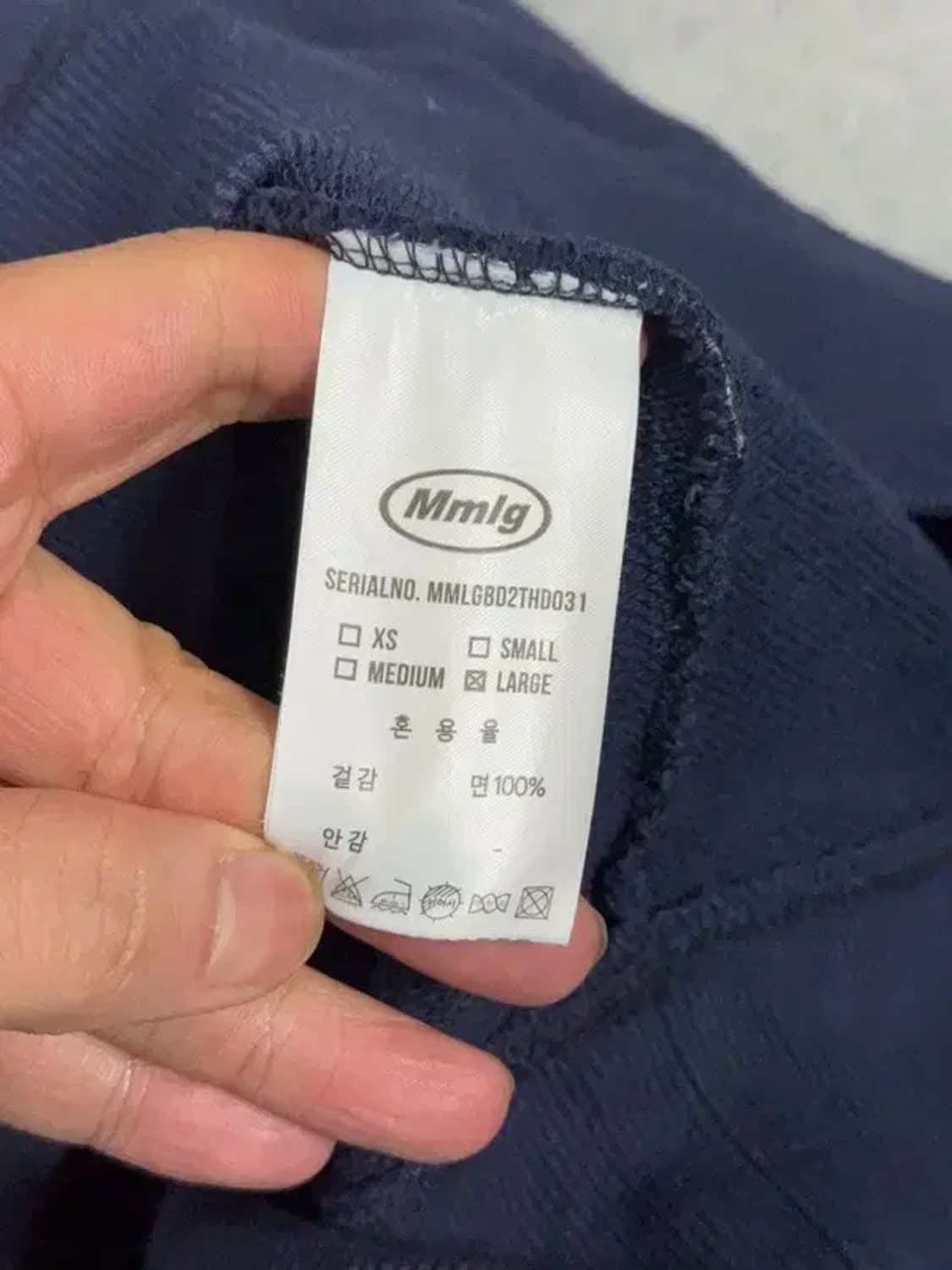 MMLG 프린팅 네이비 후드티 L 상품이미지7