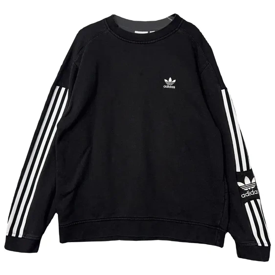 아디다스 블랙 불꽃 로고 오버핏 맨투맨 S 상품이미지1