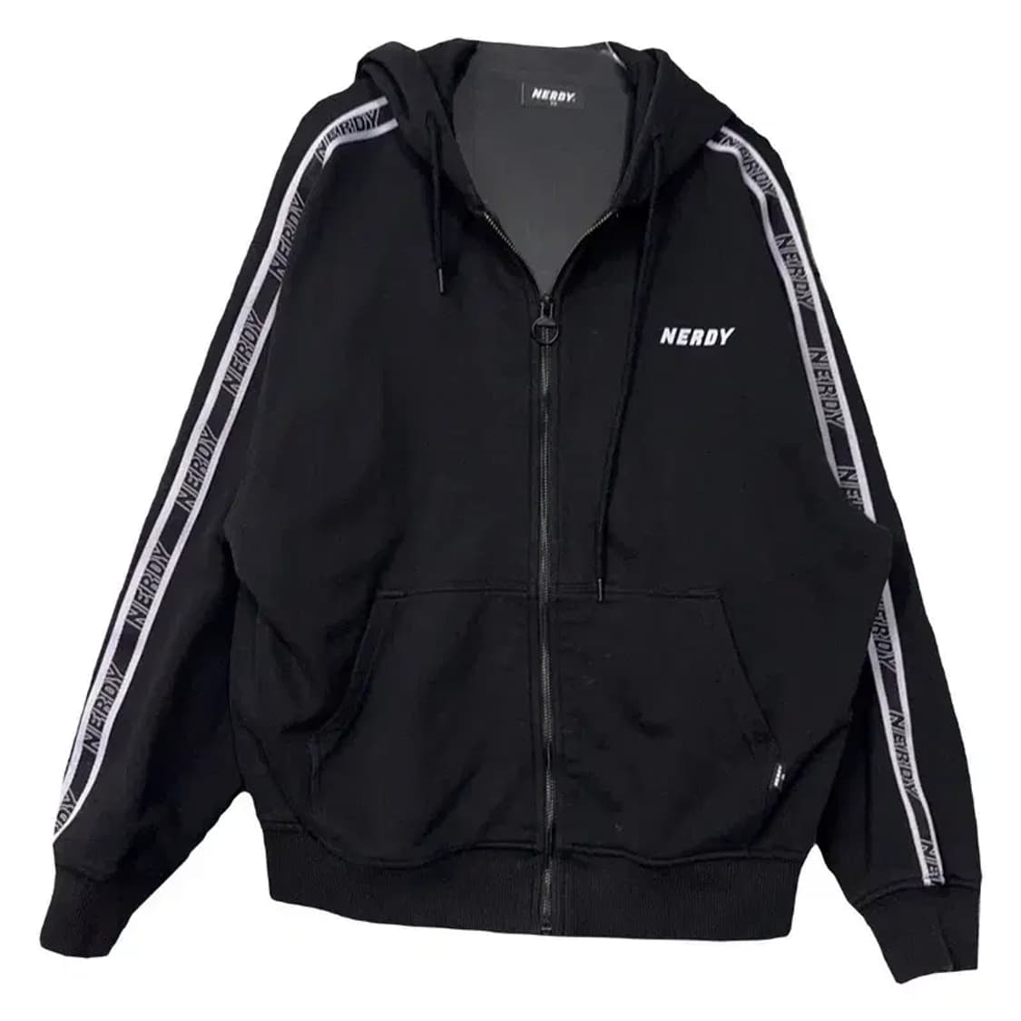 널디 블랙 로고 트랙 오버핏 후드 집업 XS 상품이미지1
