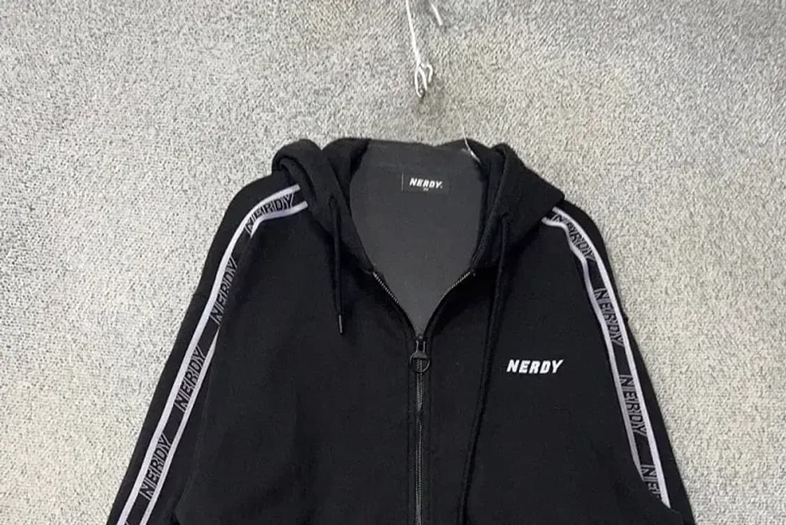 널디 블랙 로고 트랙 오버핏 후드 집업 XS 상품이미지3