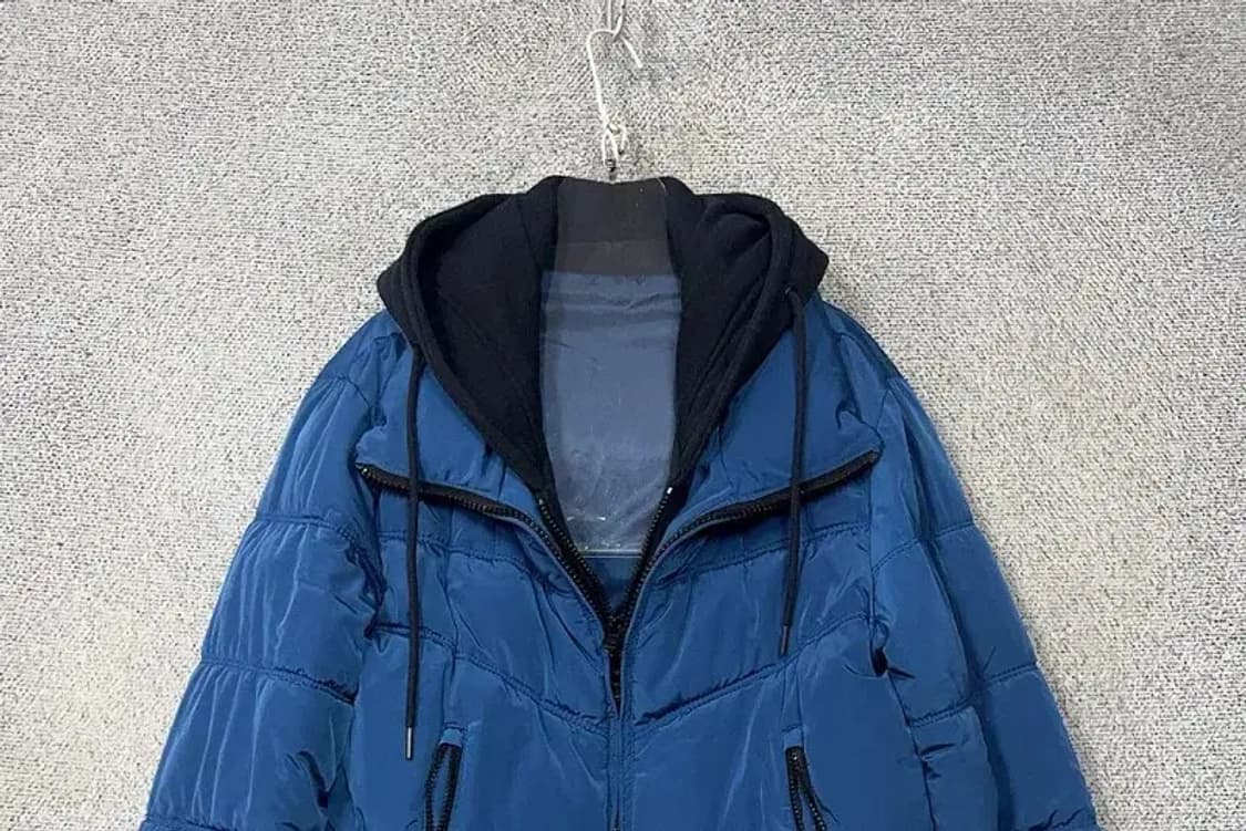 게스 블루 후드 레이어드 캐주얼 패딩 M 상품이미지3