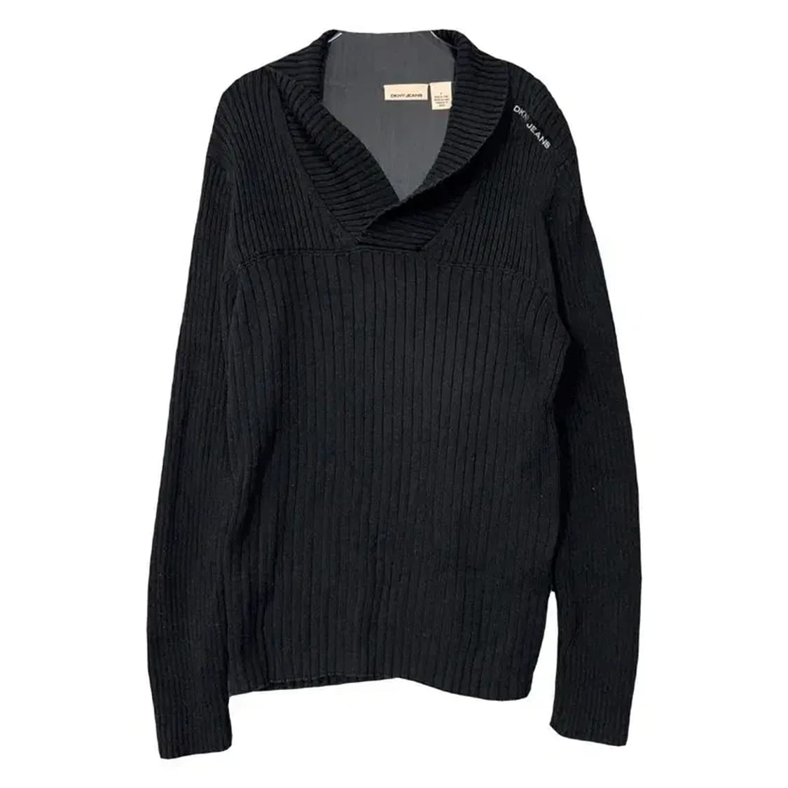 DKNY 블랙 카라 코튼 니트 M 상품이미지1