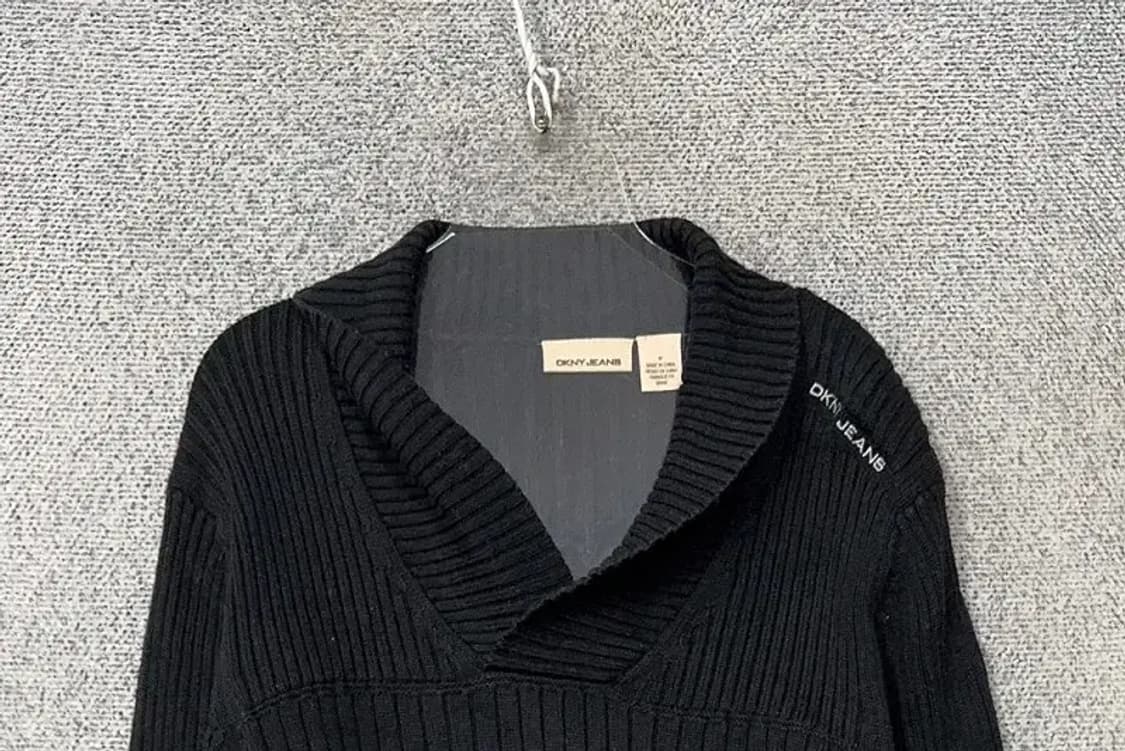 DKNY 블랙 카라 코튼 니트 M 상품이미지3