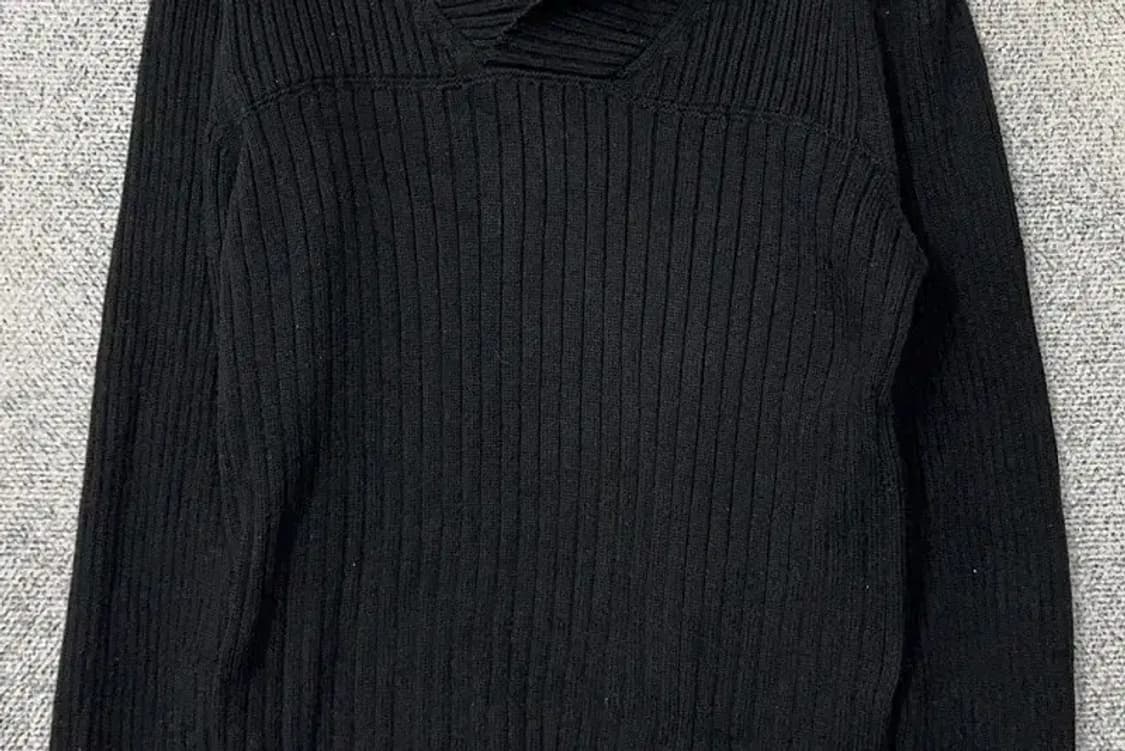 DKNY 블랙 카라 코튼 니트 M 상품이미지4