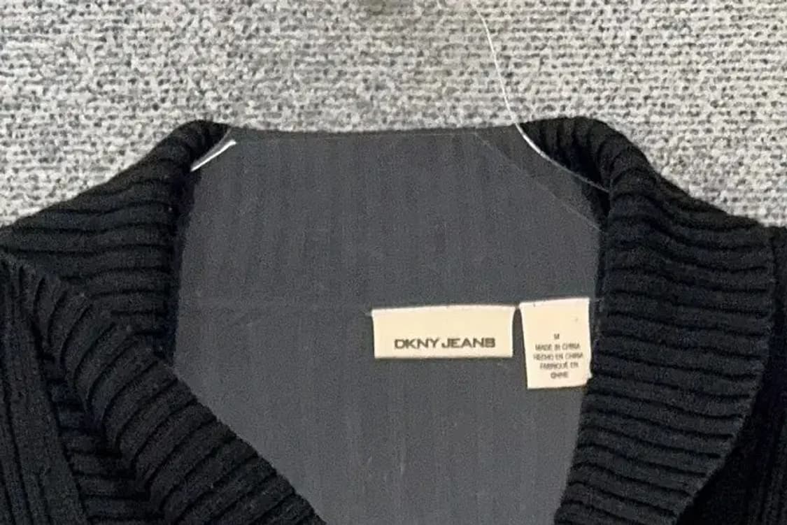 DKNY 블랙 카라 코튼 니트 M 상품이미지6