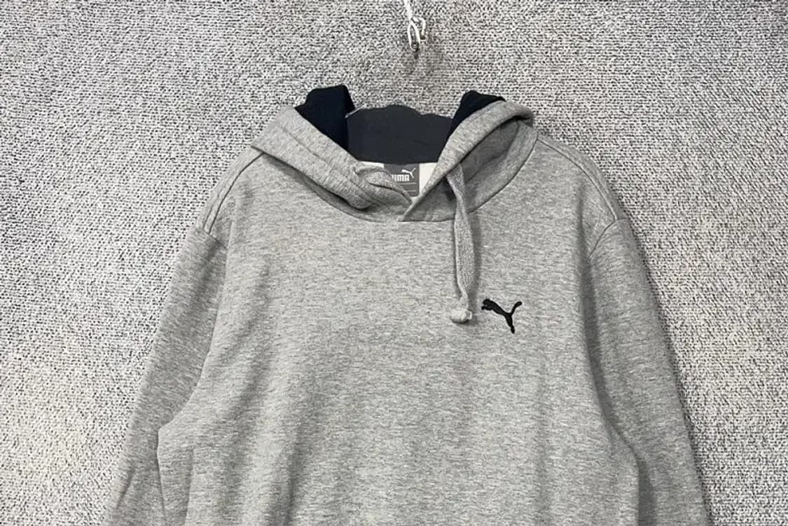 푸마 라이트 그레이 로고 후드티 L 상품이미지3