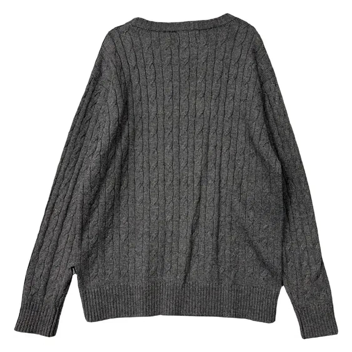 후아유 그레이 베어 로고 꽈배기 니트 XL 상품이미지2