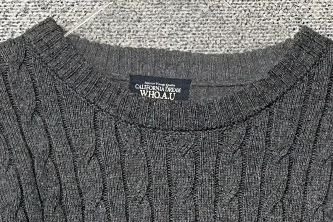 후아유 그레이 베어 로고 꽈배기 니트 XL 상품이미지5