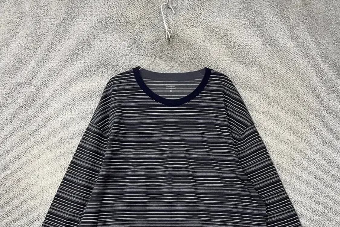 무신사스탠다드 스트라이프 블랙 단가라 긴팔티 2XL 상품이미지3