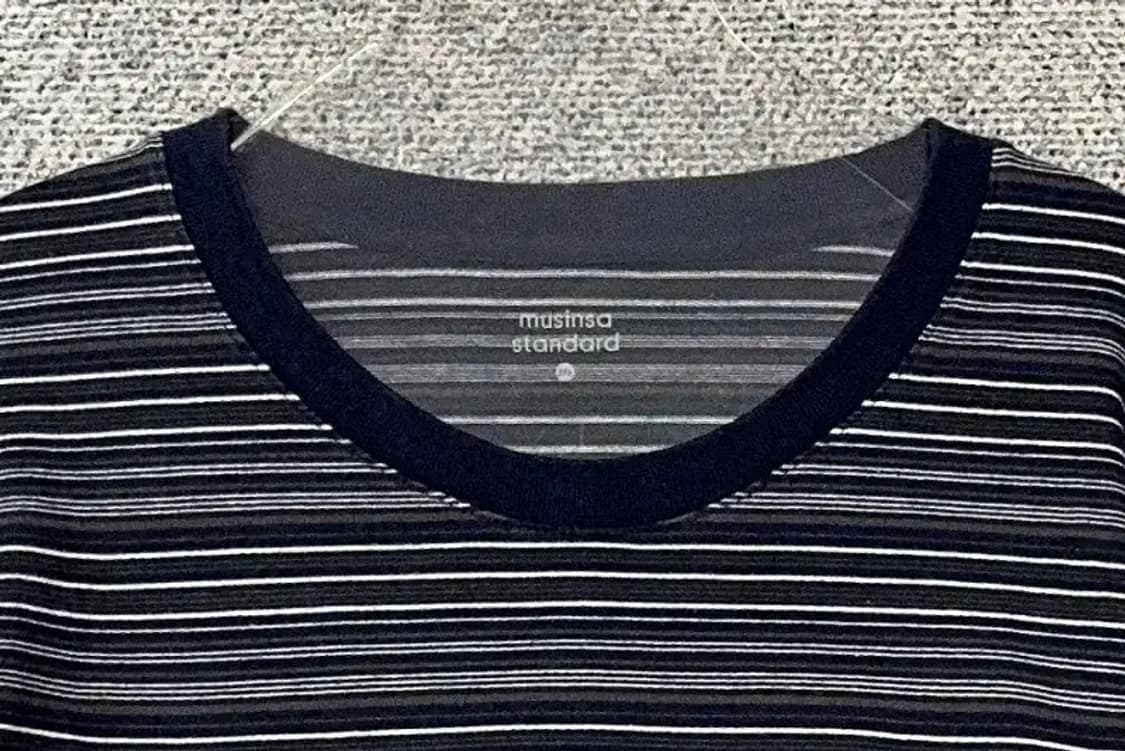 무신사스탠다드 스트라이프 블랙 단가라 긴팔티 2XL 상품이미지5