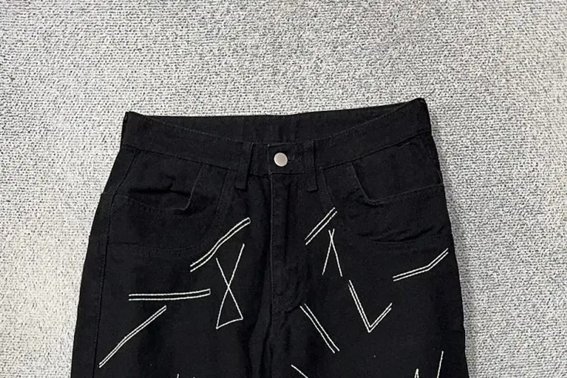 NON FLOOR 빈티지 프린팅 블랙 바지 L 상품이미지3