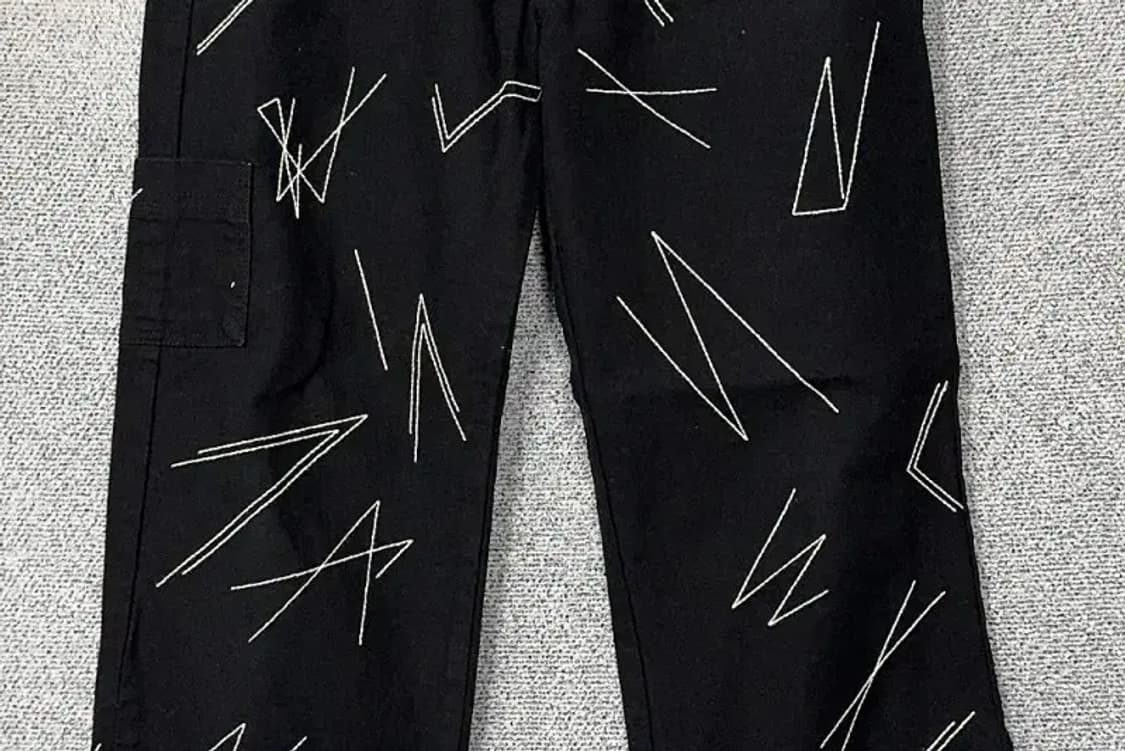 NON FLOOR 빈티지 프린팅 블랙 바지 L 상품이미지4