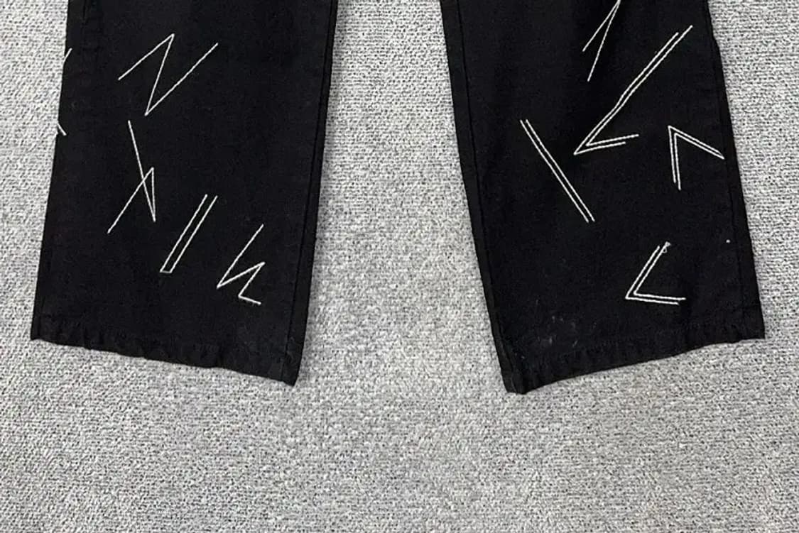 NON FLOOR 빈티지 프린팅 블랙 바지 L 상품이미지5