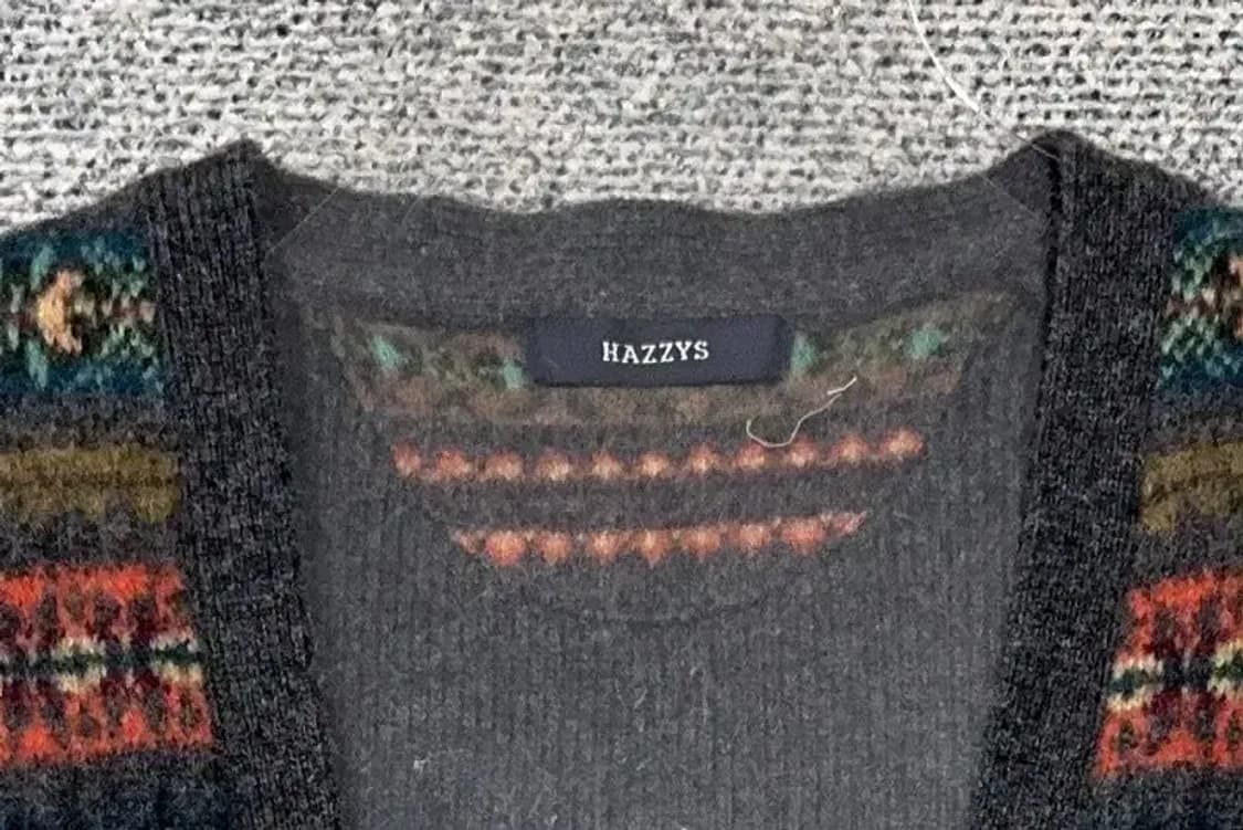 해지스 그레이 빈티지 패턴 니트 가디건 85-160 상품이미지6