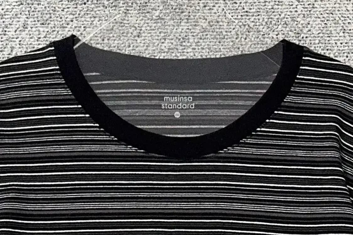 무신사스탠다드 스트라이프 블랙 긴팔티 2XL 상품이미지5