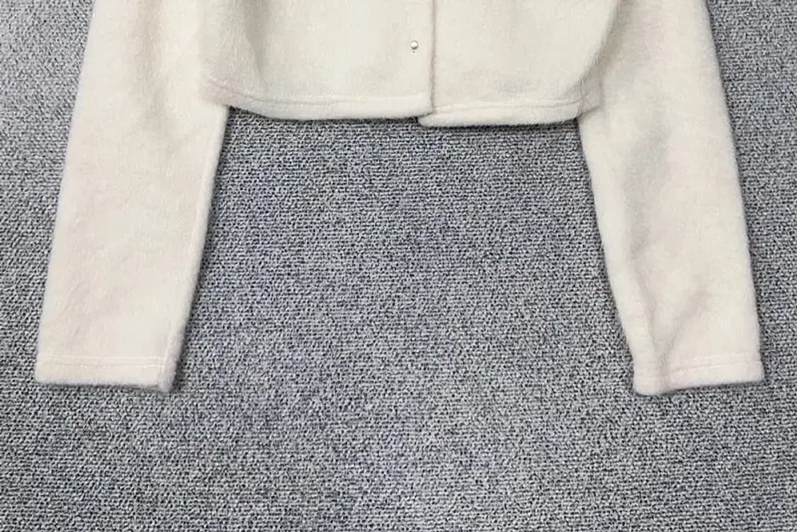 여성 캐주얼 크림 크롭 니트 가디건 S-M 상품이미지4