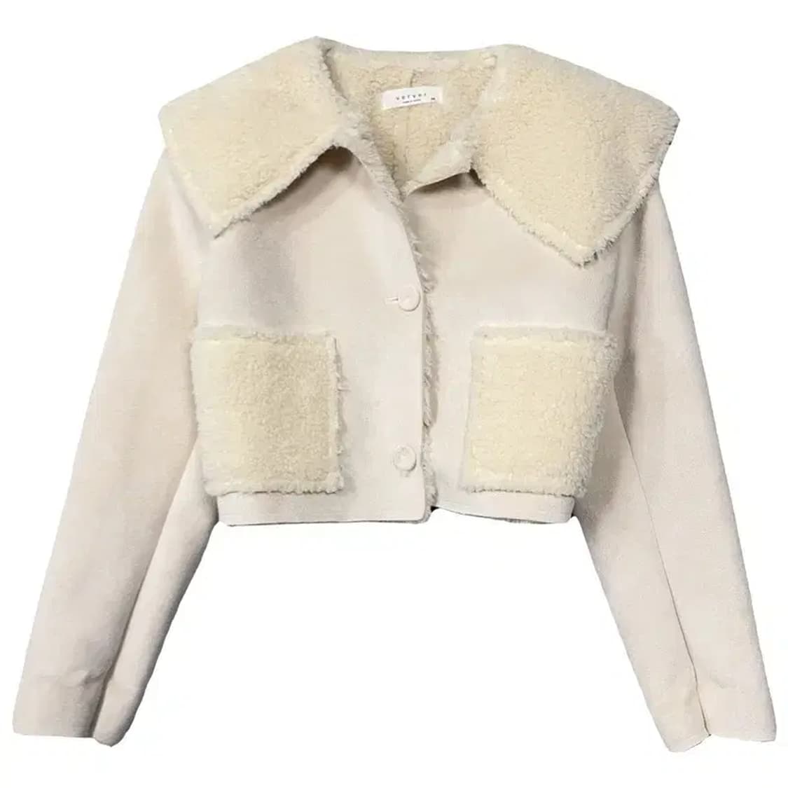 여성 크림 캐주얼 크롭 무스탕 자켓 S-M 상품이미지1