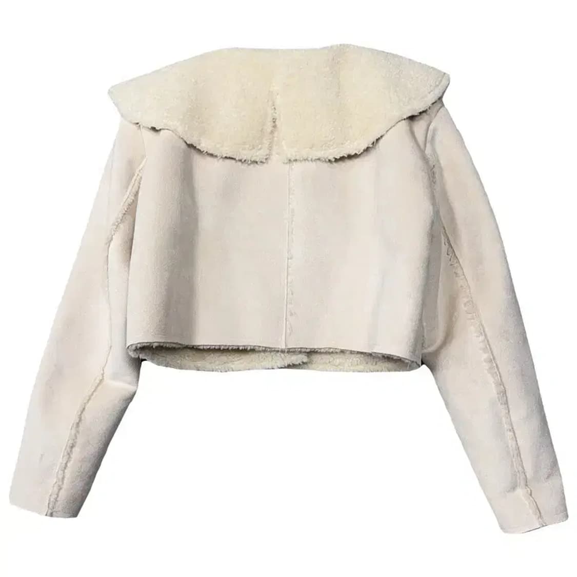 여성 크림 캐주얼 크롭 무스탕 자켓 S-M 상품이미지2