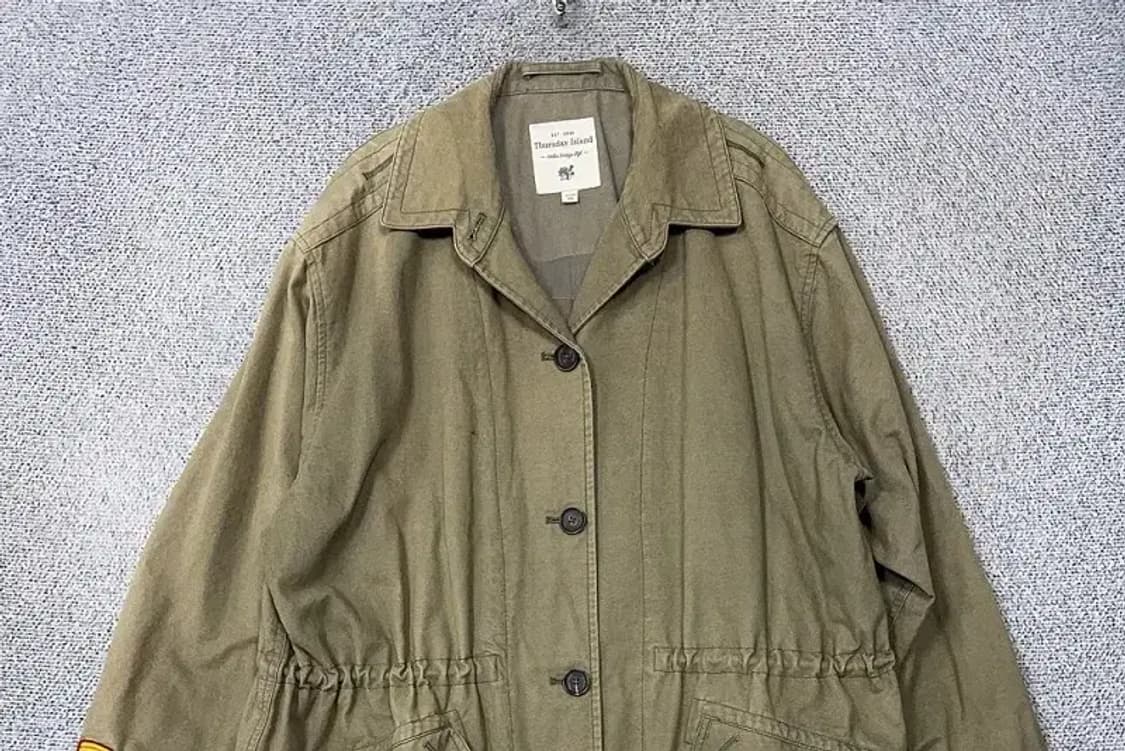 써스데이아일랜드 카키 버튼 카라 코트 90(M) 상품이미지3
