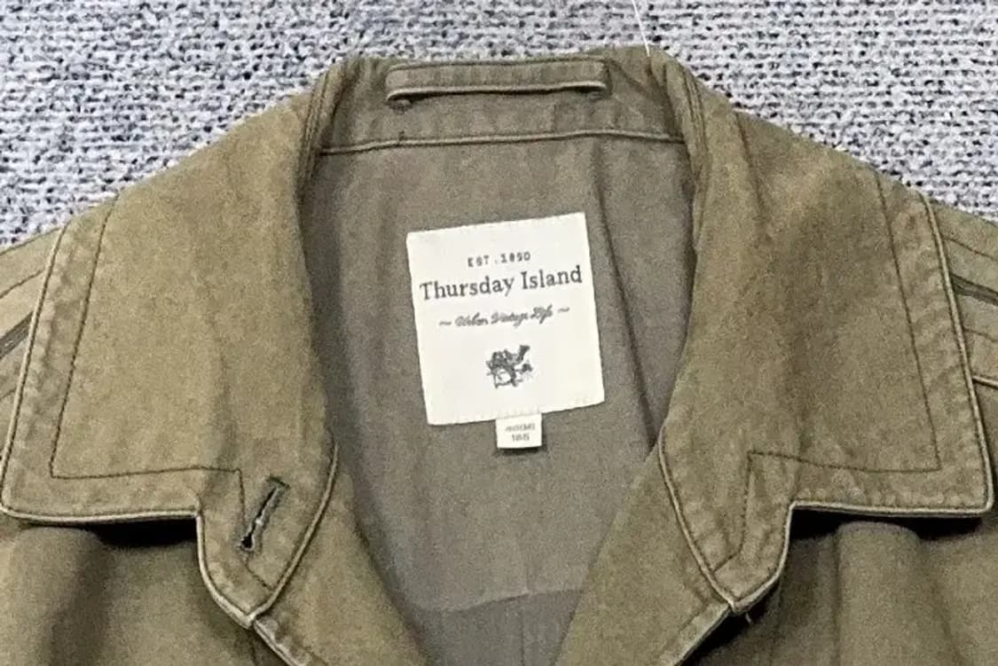 써스데이아일랜드 카키 버튼 카라 코트 90(M) 상품이미지5