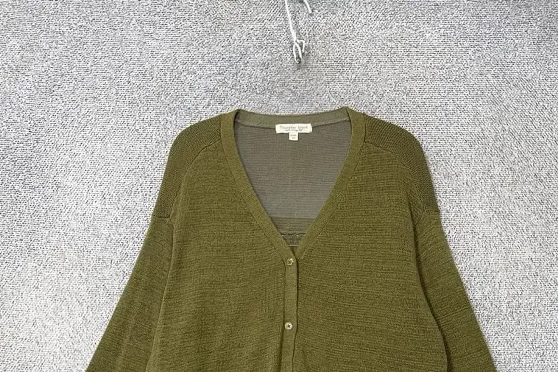 써스데이아일랜드 카키 코튼 롱 니트 가디건 90(M) 상품이미지3