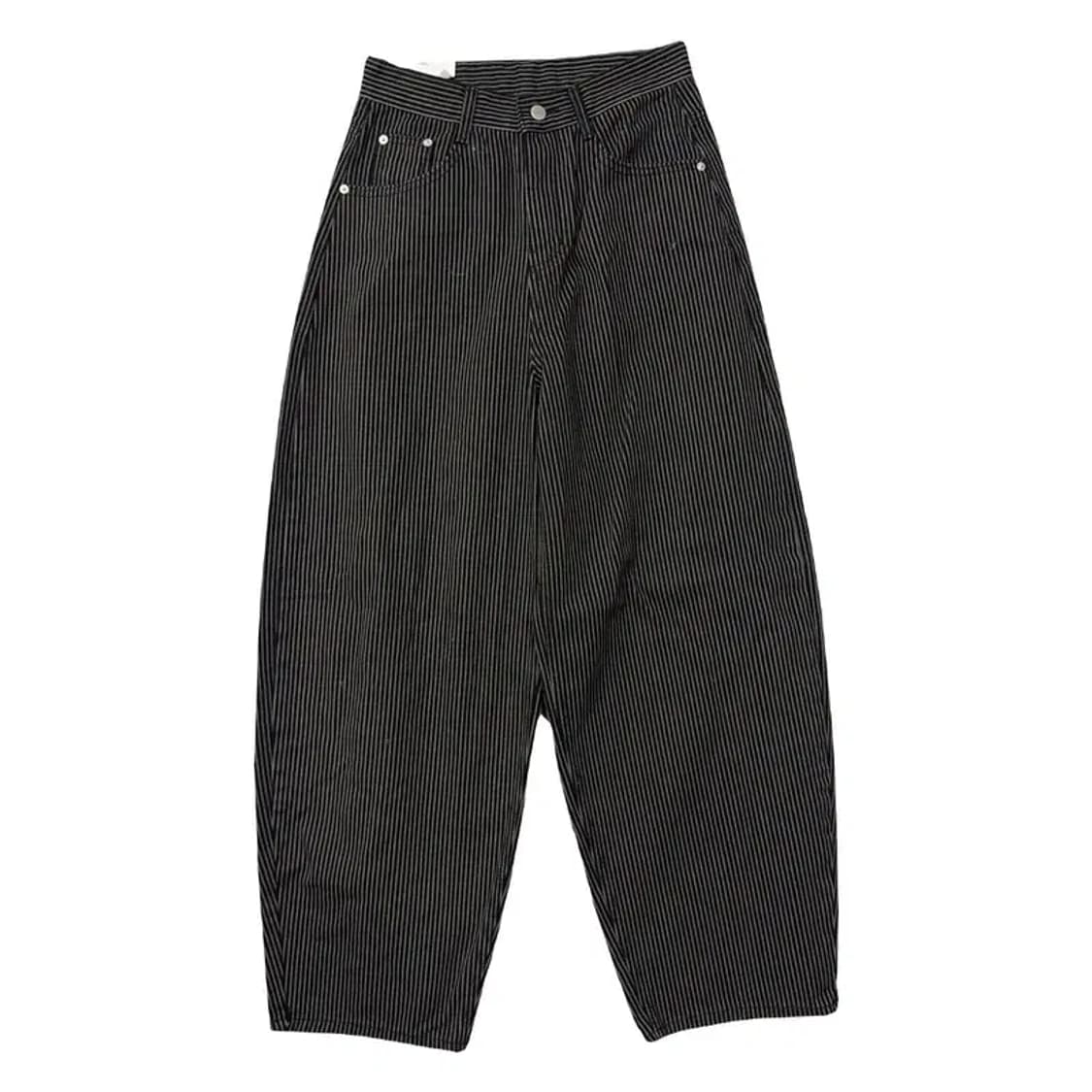 캐주얼 스트라이프 배기핏 하이라이즈 데님 팬츠 S 상품이미지1