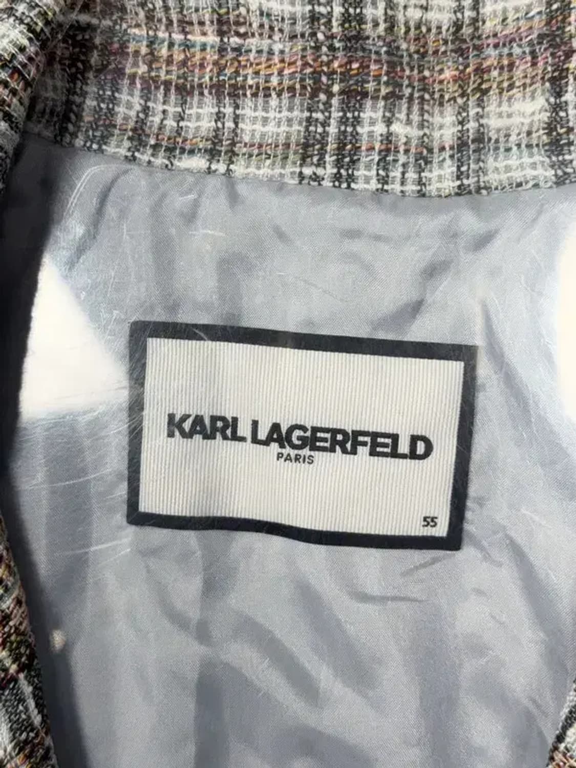 칼 라거펠트 체크 베이지 트위드 블레이저 55 상품이미지6