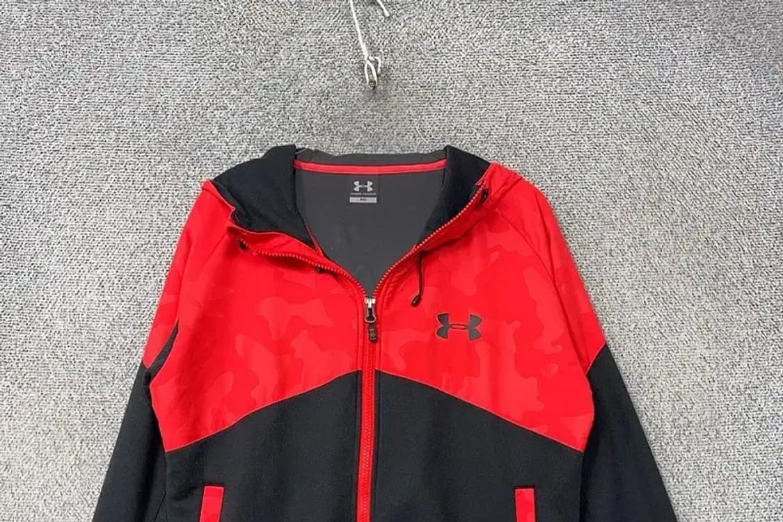 언더아머 레드 로고 기능성 후드 집업 M 상품이미지3