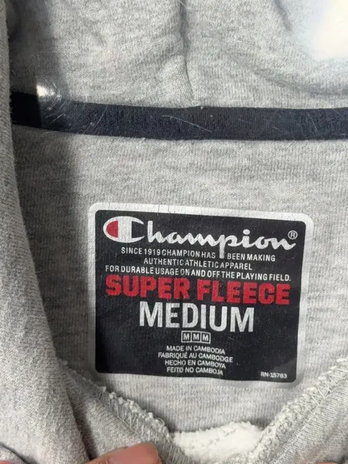 챔피온 라이트 그레이 로고 후드티 MEDIUM 상품이미지6
