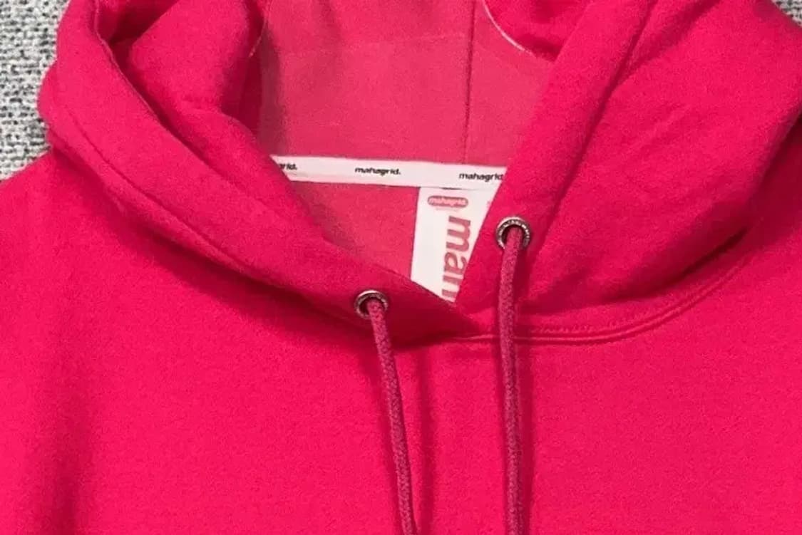 마하그리드 핑크 로고 후드티 S 상품이미지5