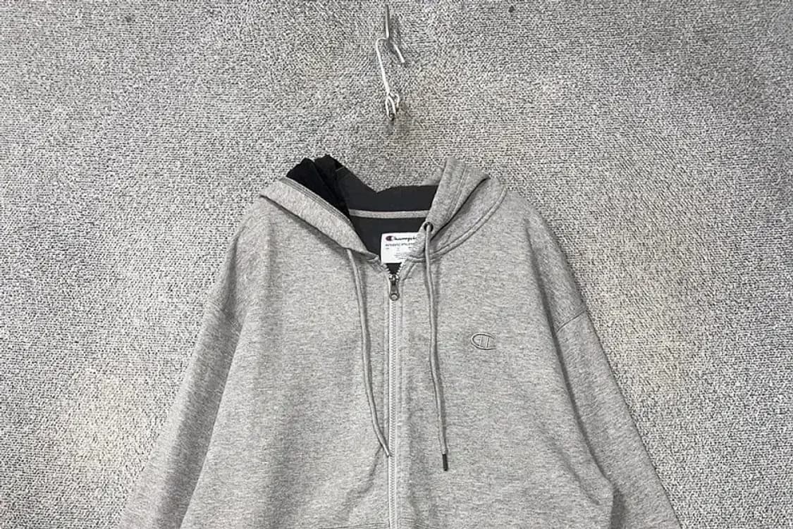 챔피온 라이트 그레이 로고 후드 집업 L/G 상품이미지3