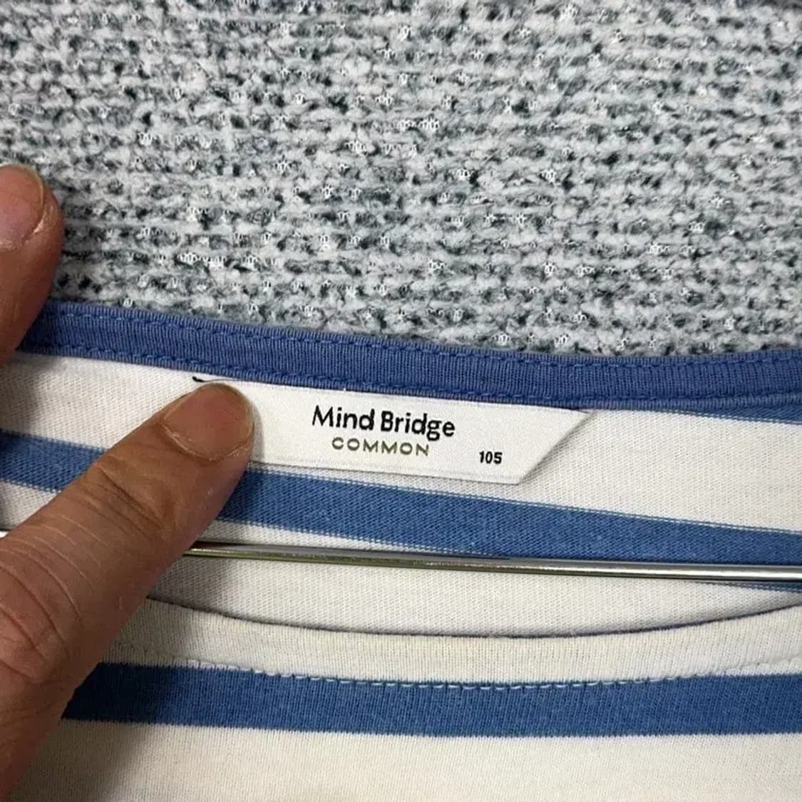 마인드브릿지 스트라이프 캐주얼 코튼 긴팔티 105 상품이미지3
