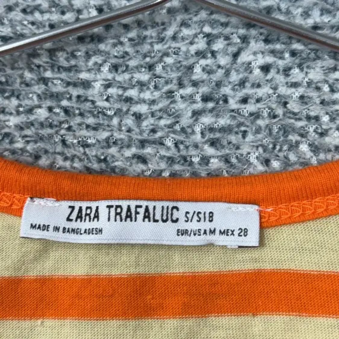 자라 오렌지 스트라이프 링거티 반팔티 S 상품이미지3