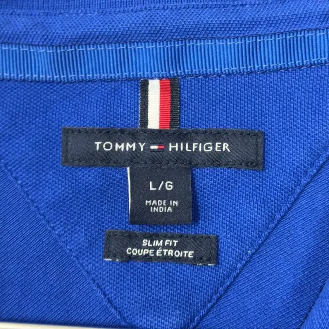 타미힐피거 여성 빅로고 블루 반팔 카라티 L 상품이미지5