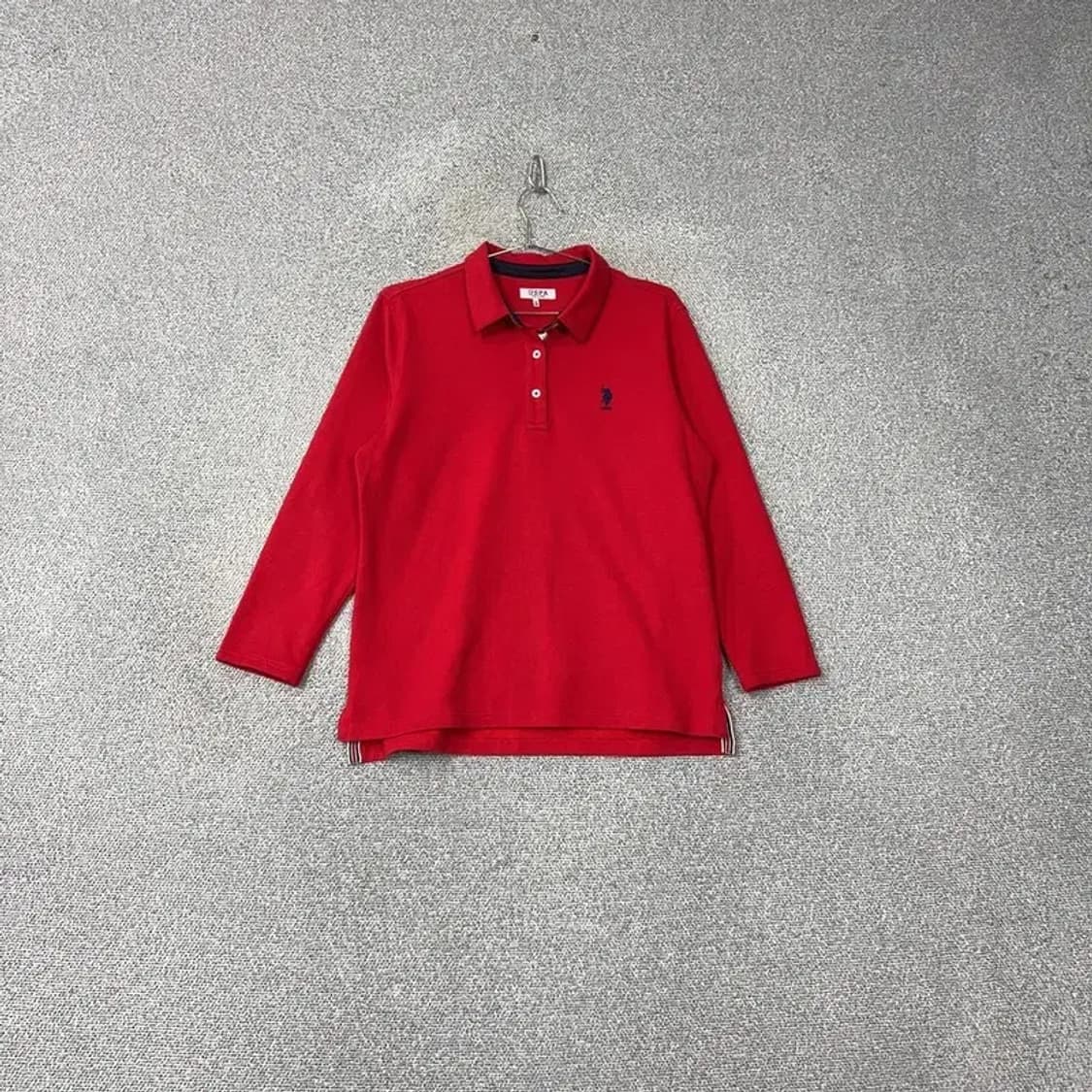 US 폴로 아쎈 로고 레드 기능성 긴팔 카라티 XL 상품이미지1