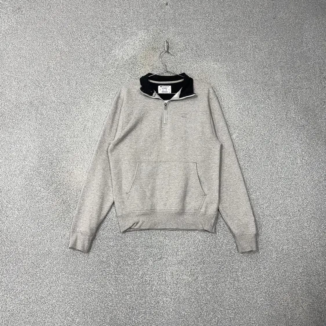 챔피온 캐주얼 그레이 로고 반집업 맨투맨 S 상품이미지1