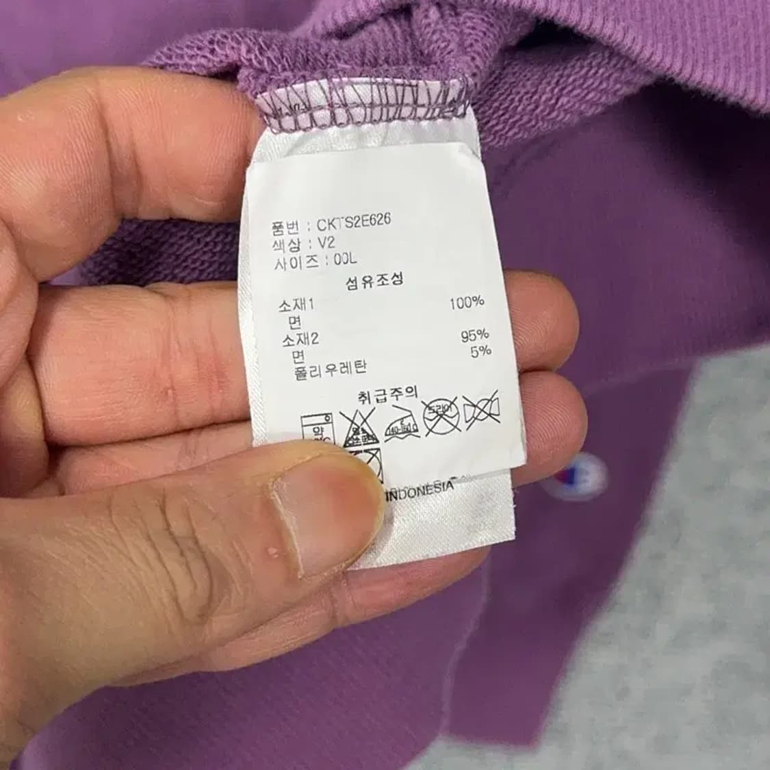 챔피온 로고 퍼플 맨투맨 L 상품이미지4