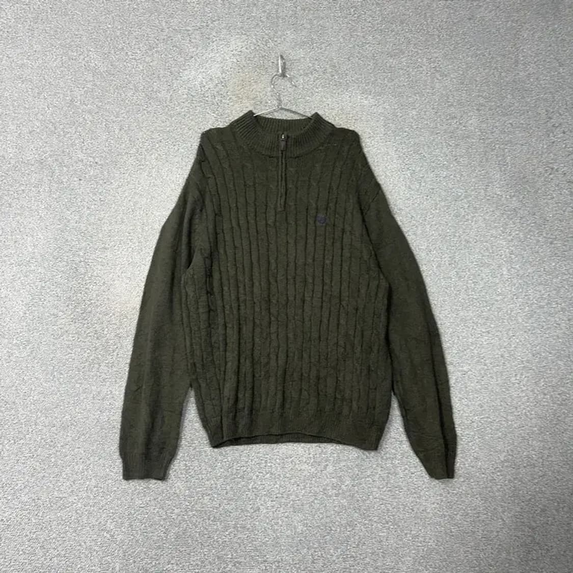 찹스 자수로고 케이블 꽈배기 반집업 니트 XL 상품이미지1
